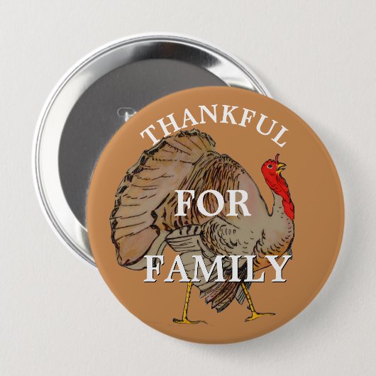 Vollfarbiger Erntedank Türkei Button (Vorne & Hinten)
