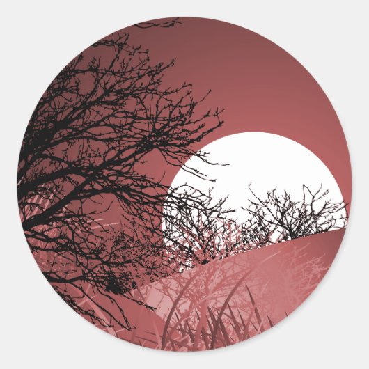VOLLFELDMOON - ROT RUNDER AUFKLEBER (Vorderseite)