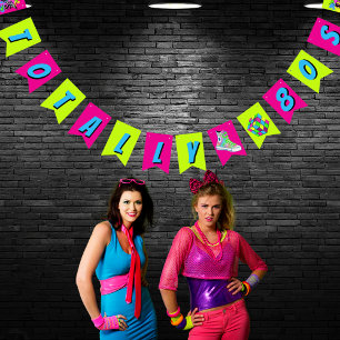 Völlig 80er Retro-Neon-Birthday-Party Wimpelkette