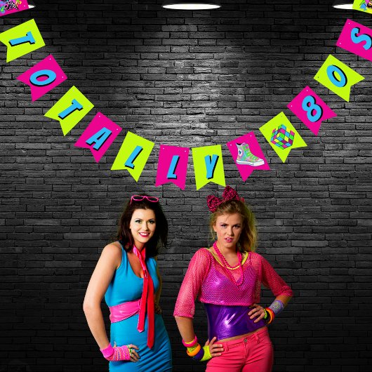 Völlig 80er Retro-Neon-Birthday-Party Wimpelkette