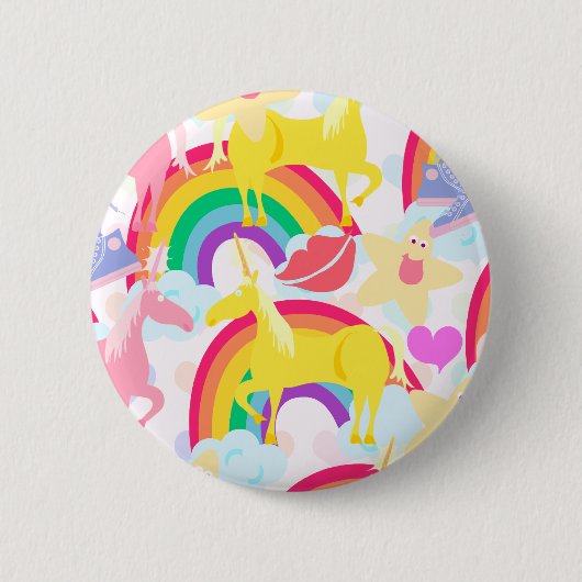 Völlig Achtziger Einhorn Regenbogen Explosion Button (Vorderseite)