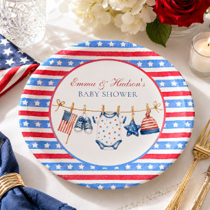 Völlig amerikanische patriotische Babyparty zum 4. Pappteller