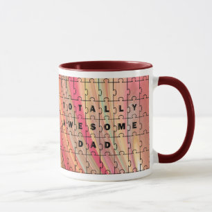 Völlig Awesome Papa Puzzle Text Rosa/braunes Muste Tasse