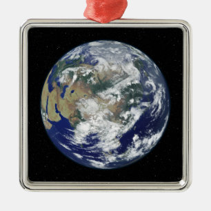 Völlig beleuchtete Erde zentriert auf Asien Ornament Aus Metall