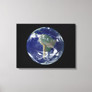 Völlig beleuchtete Erde zentriert auf Südamerika Leinwanddruck