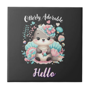 Völlig entzückender süßer Kawaii-Otter  Fliese