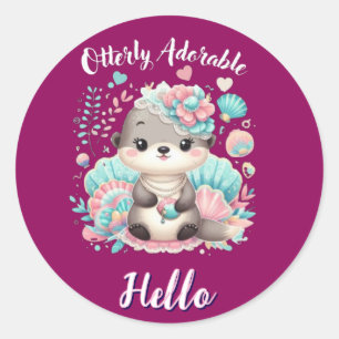 Völlig entzückender süßer Kawaii-Otter  Runder Aufkleber