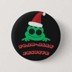Völlig festlicher Weihnachtsfrosch _ Süße Feiertag Button