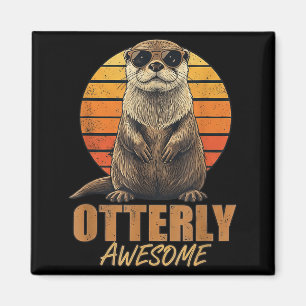 Völlig großartiger Retro-Sonnenuntergang-Seeotter- Magnet
