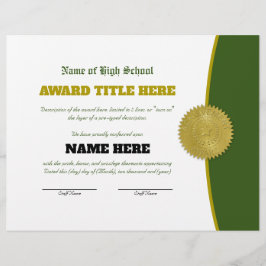 Völlig individualisierbares SPORTS Award Zertifika Briefbogen