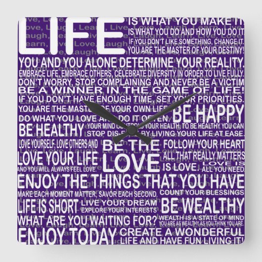 Völlig, leben LiveLiebe, die Lachen lernt, Quadratische Wanduhr (Vorderseite)