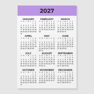 Volljahresansicht 2027 Lavendel Magnetkalender Magnetkarte