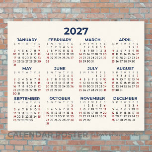 Volljahreskalender 2027 Horizontal Ihr Farben Poster