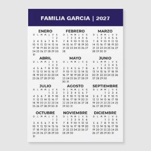Volljahreskalender 2027 Spanischer Familienmagnetk Magnetkarte