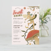 Volljährig Mushroom Forest Fee Geburtstag Einladung (Stehend Vorderseite)