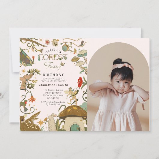 Volljährig Mushroom Forest Fee Geburtstag Einladung (Vorderseite)
