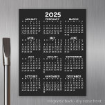 Volljähriger Ansichtskalender - Schwarzer Basispre Magnetisches Trockenlöschblatt<br><div class="desc">Kalender 2025 - perfekt in der Küche oder im Zuhause. Ein minimaler,  einfacher 12-monatiger Kalender mit einem soliden Hintergrund.</div>