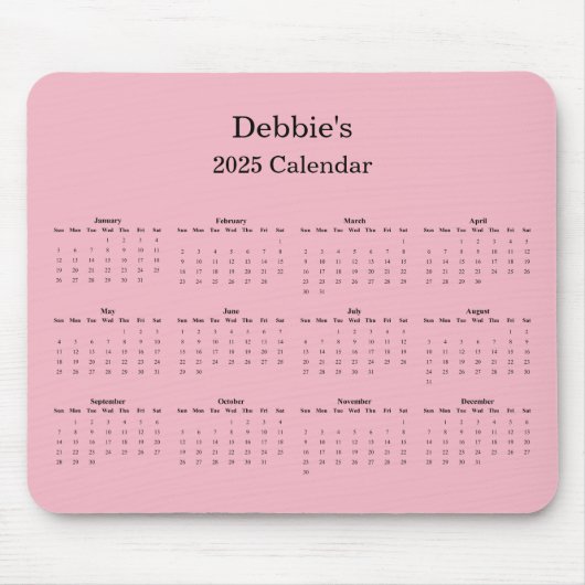 Volljähriger Kalender 2025 Mousepad (Vorne)