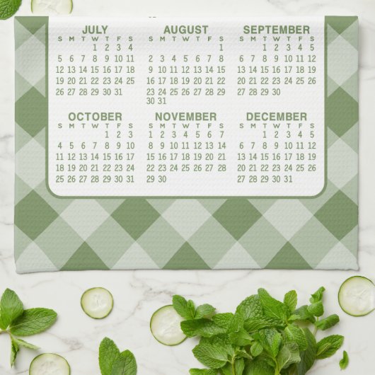 Volljähriger Kalender - Grüner Karo Geschirrtuch (Gefaltet)