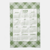 Volljähriger Kalender - Grüner Karo Geschirrtuch (Vertikal)