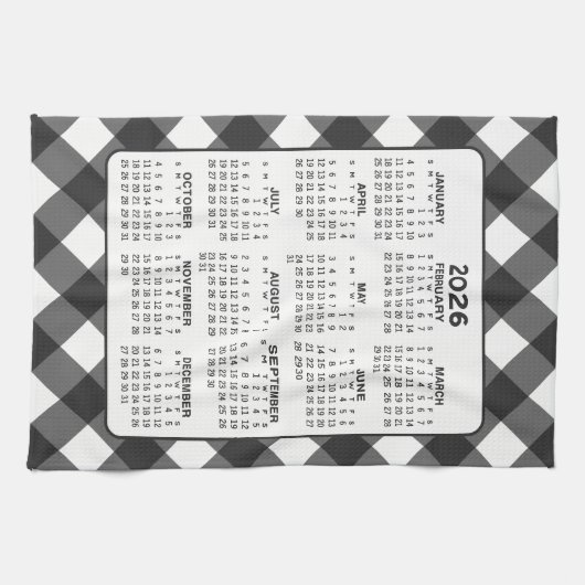 Volljähriger Kalender - Schwarz-weißer Bauernhof K Geschirrtuch (Horizontal)