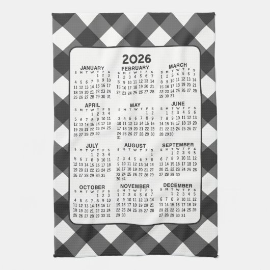 Volljähriger Kalender - Schwarz-weißer Bauernhof K Geschirrtuch (Vertikal)