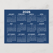 Volljähriges Ansichtskalender - horizontal blau Postkarte (Vorderseite)