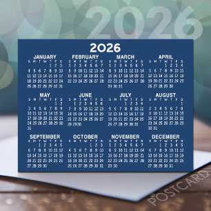 Volljähriges Ansichtskalender - horizontal blau Postkarte