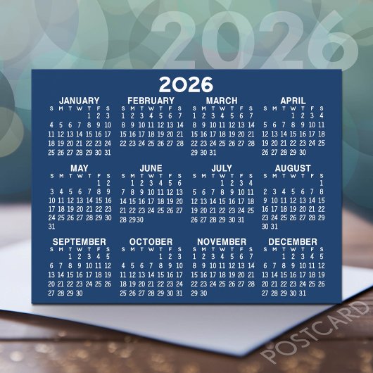 Volljähriges Ansichtskalender - horizontal blau Postkarte