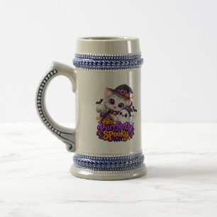 Vollkommen gruseliger Halloween-Katzen-Bierkrug Bierglas