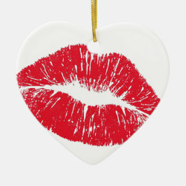 Vollkommen schöne Lippen an einem Valentinstagsbau Keramik Ornament