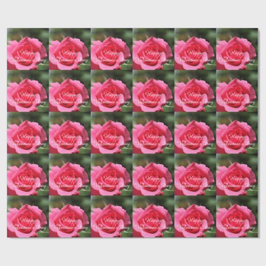 vollkommenes, schönes Foto mit heißen rosa Rose Geschenkpapier (Flach)