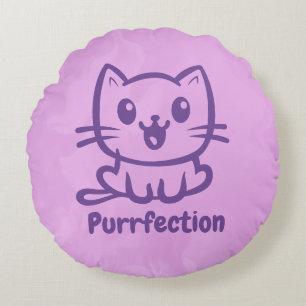 Vollkommenheit, sehr süße Anime-Katze Rundes Kissen