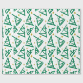 Vollmoderne Tinte zeichnend Weihnachtsbäume | grün Geschenkpapier (Flach)