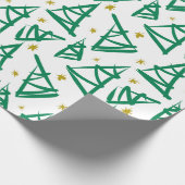 Vollmoderne Tinte zeichnend Weihnachtsbäume | grün Geschenkpapier (Ecke)
