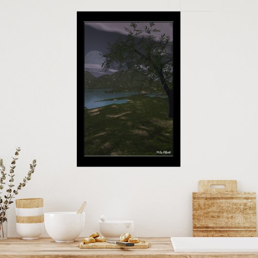 Vollmond am Fluss Poster (Küche)