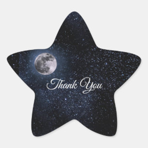 Vollmond Astrologie Stars Celestial Blue White Stern-Aufkleber