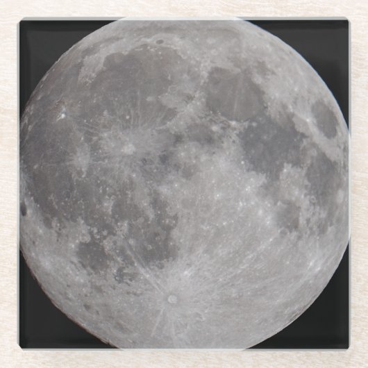 Vollmond Astronomie-Thema rund Glasuntersetzer (Vorderseite)