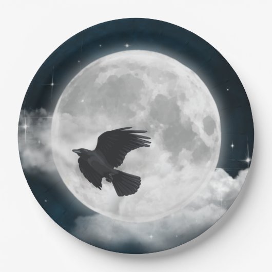 Vollmond auf Blue Suede mit Raven Pappteller (Vorderseite)