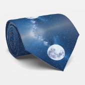 Vollmond auf einem Blue Starry Sky Krawatte (Gerollt)
