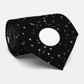 Vollmond auf einem schwarzen Sternenhimmel Krawatte (Gerollt)