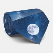 Vollmond auf einer Blue Starry Sky Astronomie Krawatte (Gerollt)