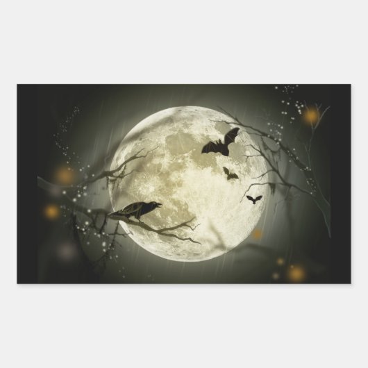 Vollmond auf Halloween-Aufkleber Rechteckiger Aufkleber (Vorderseite)
