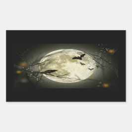 Vollmond auf Halloween-Aufkleber Rechteckiger Aufkleber