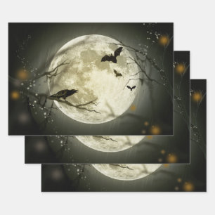 Vollmond auf Halloween Geschenkpapier Set