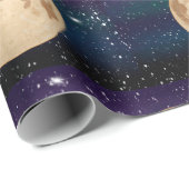 Vollmond auf Starry Night Hand gezeichnet Geburtst Geschenkpapier (Rolleneckpunkt)