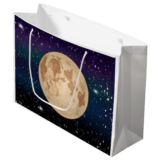 Vollmond auf Starry Night Hand gezogen Große Geschenktüte (Vorderseite Schrägansicht)