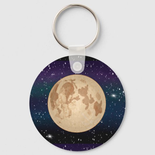 Vollmond auf Starry Night Hand gezogen Schlüsselanhänger (Vorderseite)