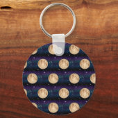 Vollmond auf Starry Night Hand gezogen Schlüsselanhänger (Rückseite)