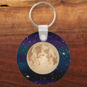 Vollmond auf Starry Night Hand gezogen Schlüsselanhänger (Vorderseite)
